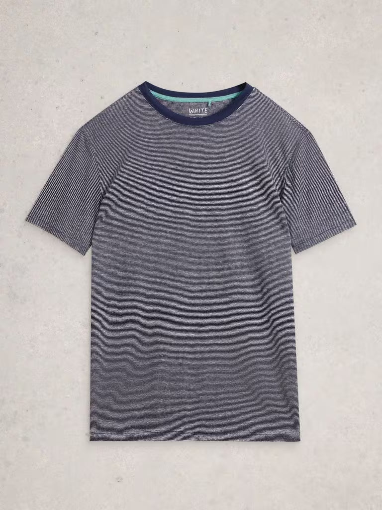White Stuff Abersoch Stripe Linen Tee Navy