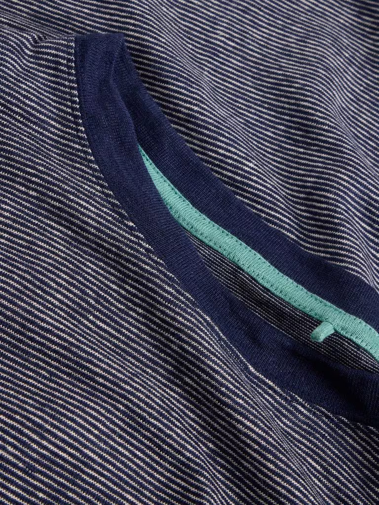White Stuff Abersoch Stripe Linen Tee Navy