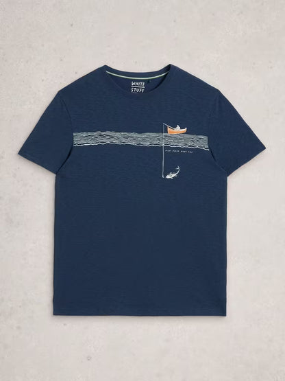 White Stuff Abersoch Tee Graphic In The Ocean Navy Print