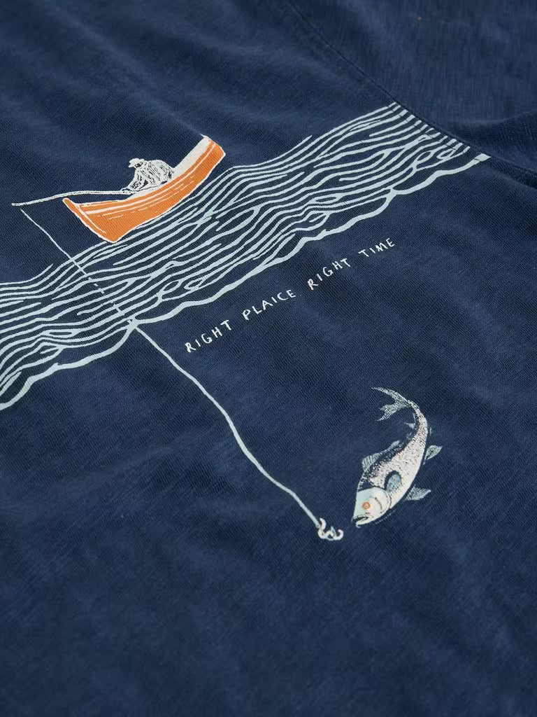 White Stuff Abersoch Tee Graphic In The Ocean Navy Print