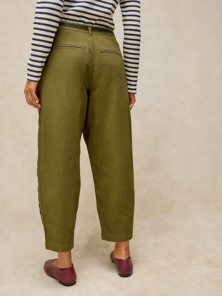 White Stuff Adeline Utility Barrel Trouser Khaki Green