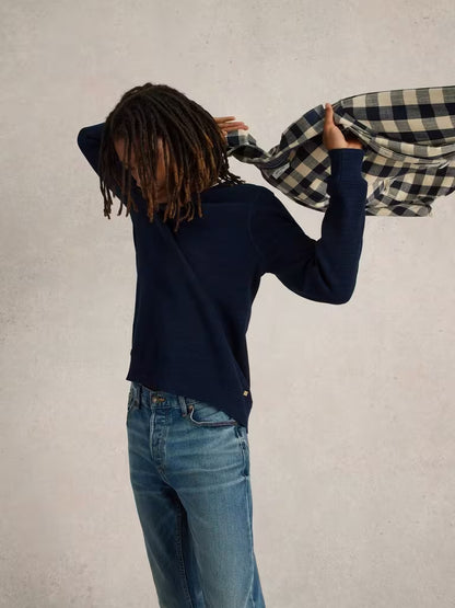 White Stuff Attadale Long Sleeve Crew Neck Jumper Dark Navy