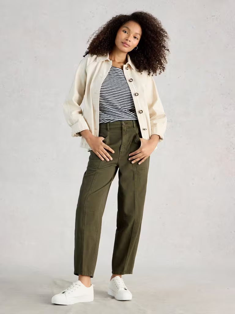 White Stuff Aubrey Barrel Trouser Khaki Green