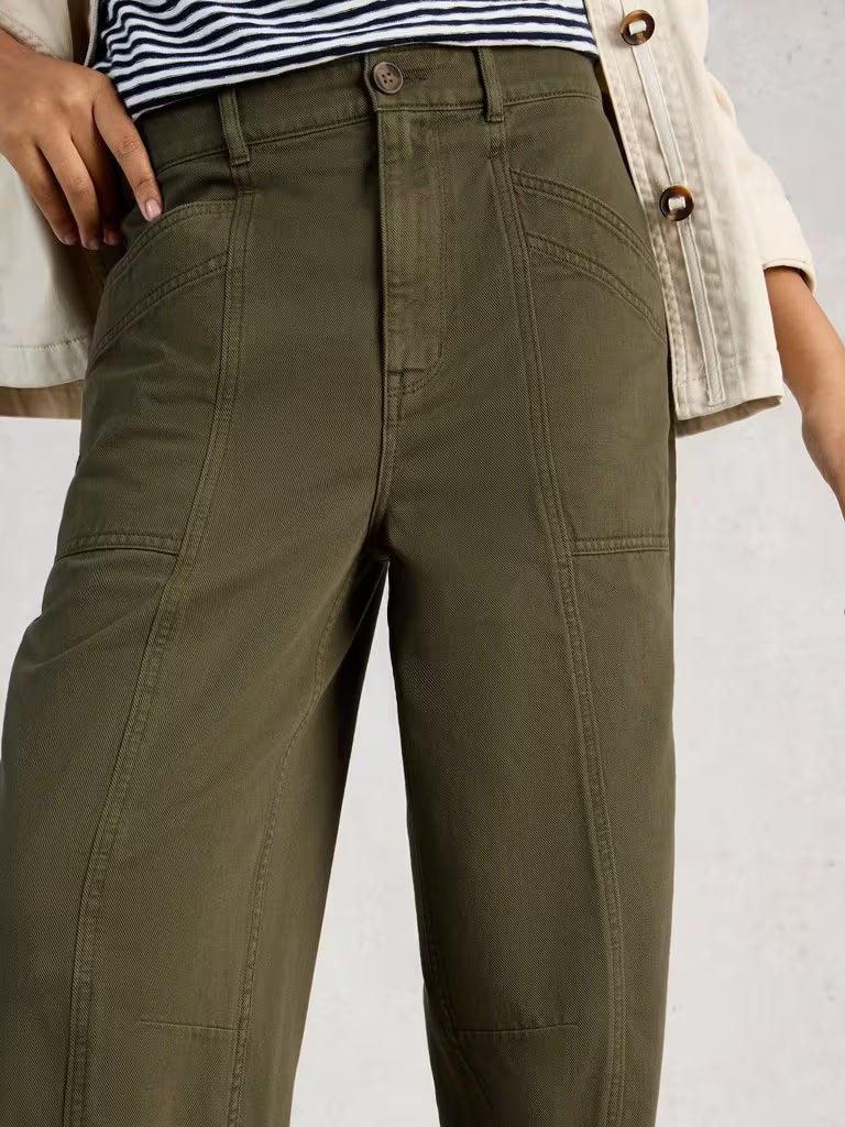 White Stuff Aubrey Barrel Trouser Khaki Green