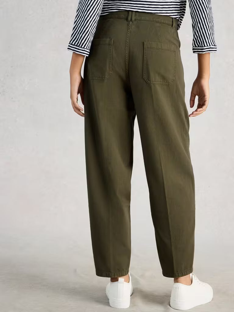 White Stuff Aubrey Barrel Trouser Khaki Green