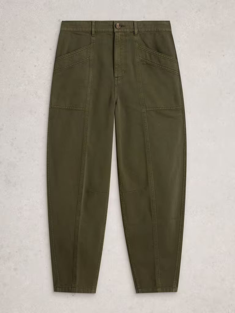 White Stuff Aubrey Barrel Trouser Khaki Green