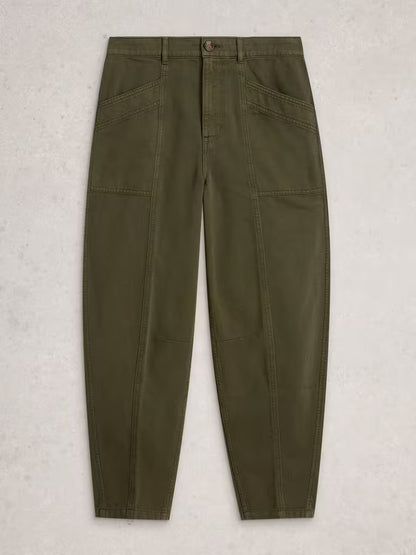 White Stuff Aubrey Barrel Trouser Khaki Green