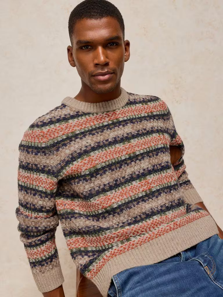 White Stuff Bearsden Fairisle Crew Jumper Orange Multi
