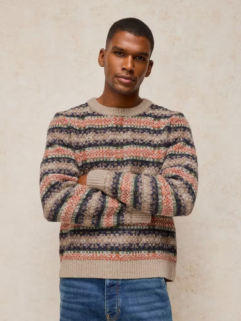 White Stuff Bearsden Fairisle Crew Jumper Orange Multi