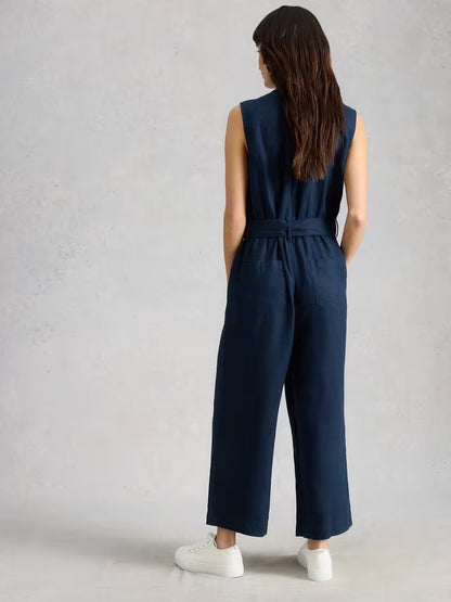 White Stuff Betty Linen Jumpsuit Dark Navy