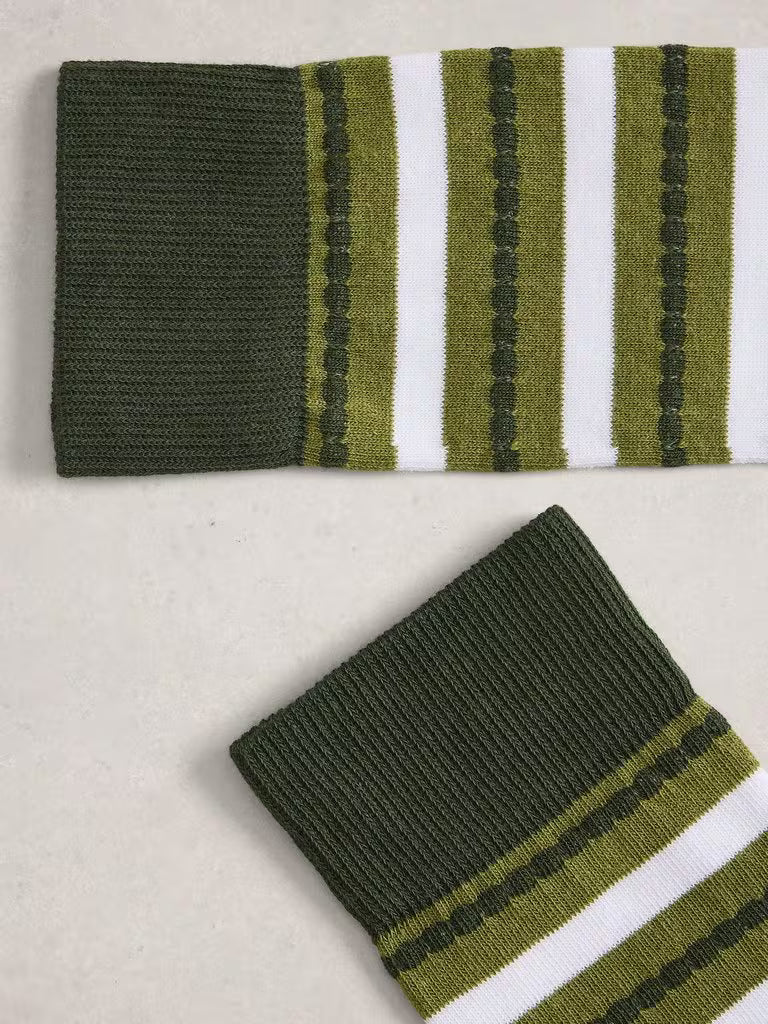 White Stuff Block Striped Socks Green Multi
