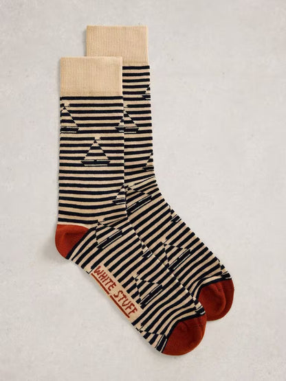 White Stuff Boat Striped Ankle Socks Ivory Multi