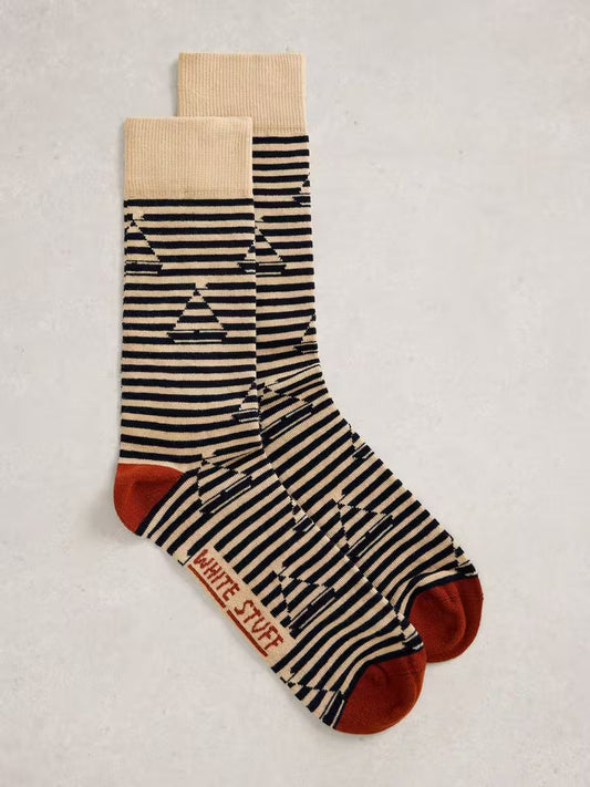 White Stuff Boat Striped Ankle Socks Ivory Multi