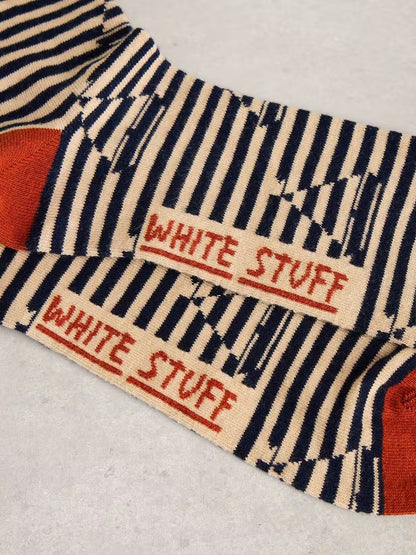 White Stuff Boat Striped Ankle Socks Ivory Multi