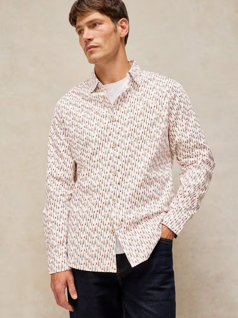 White Stuff Burton Slim Oxford Shirt White Print. Men's smart shirt with Collar long Sleeve and Slim Fit that's Machine Washable Material: 100% Organic Cotton