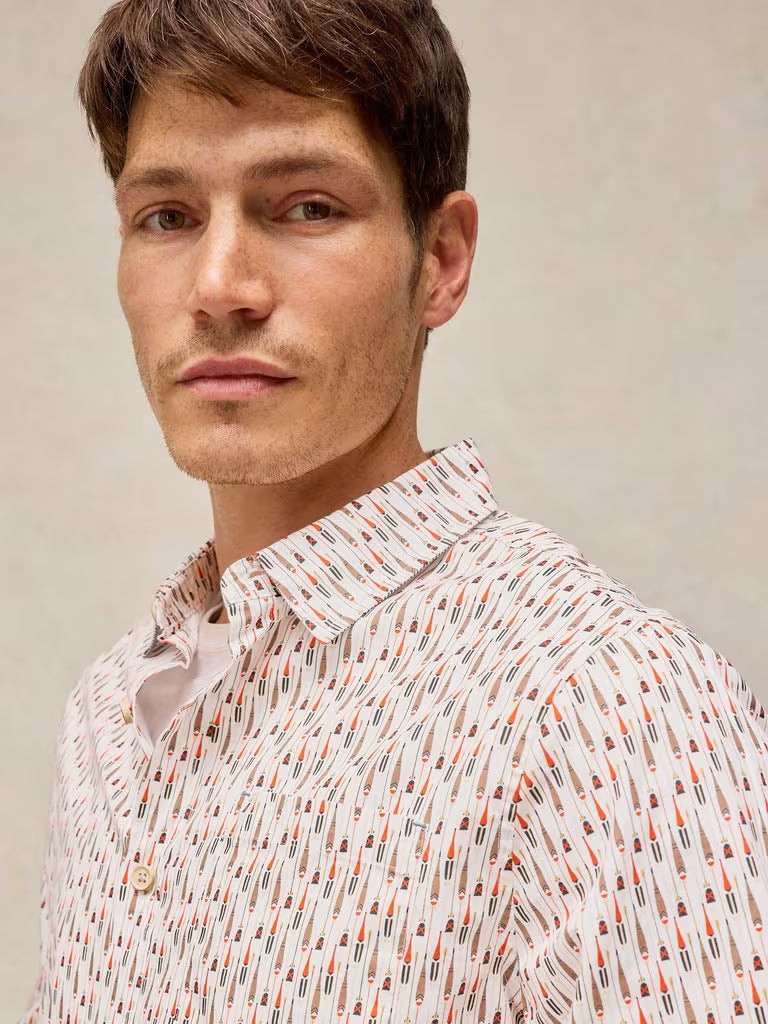 White Stuff Burton Slim Oxford Shirt White Print. Men's smart shirt with Collar long Sleeve and Slim Fit that's Machine Washable Material: 100% Organic Cotton