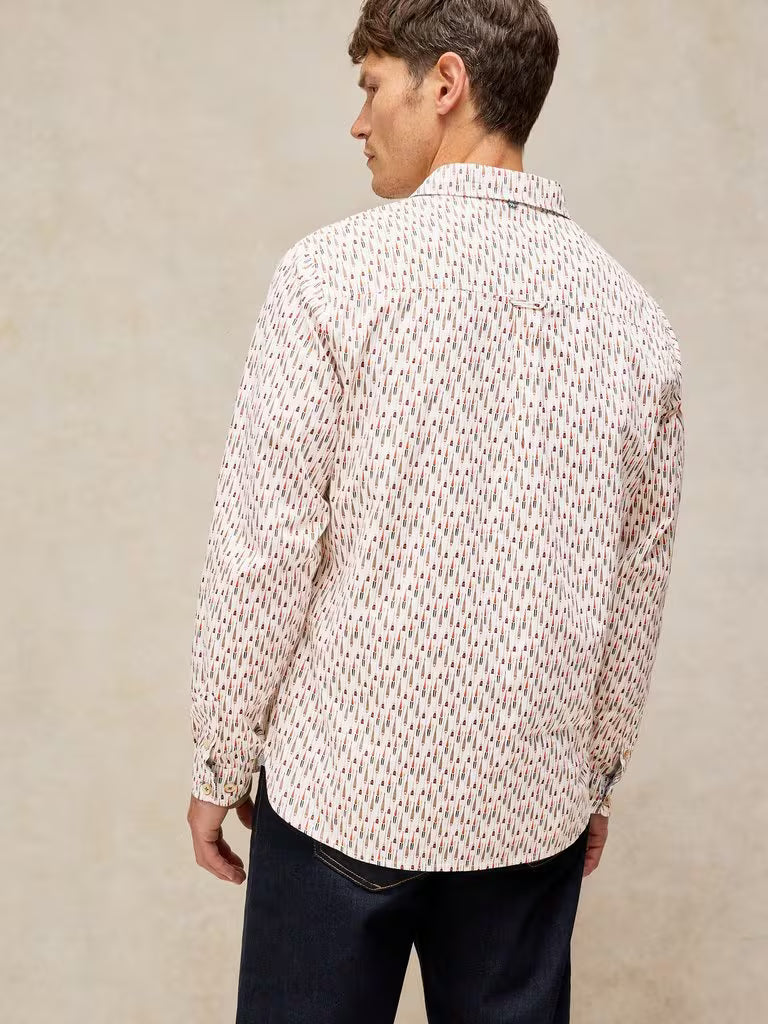 White Stuff Burton Slim Oxford Shirt White Print. Men's smart shirt with Collar long Sleeve and Slim Fit that's Machine Washable Material: 100% Organic Cotton