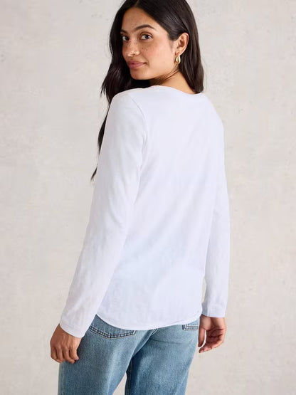 White Stuff Clara LS Tee Brilliant White