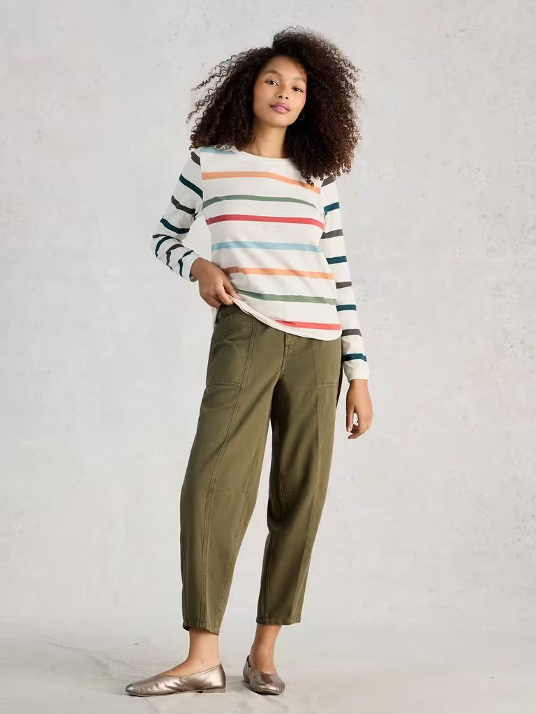 White Stuff Clara Long Sleeve Striped Tee Ivory Multi