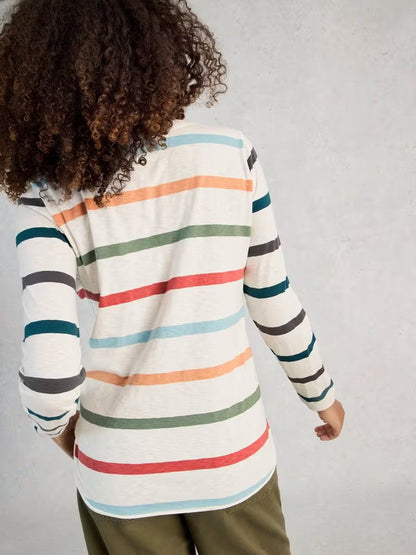 White Stuff Clara Long Sleeve Striped Tee Ivory Multi