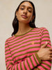 White Stuff Clara Stripe Embroidered Tee Pink Multi