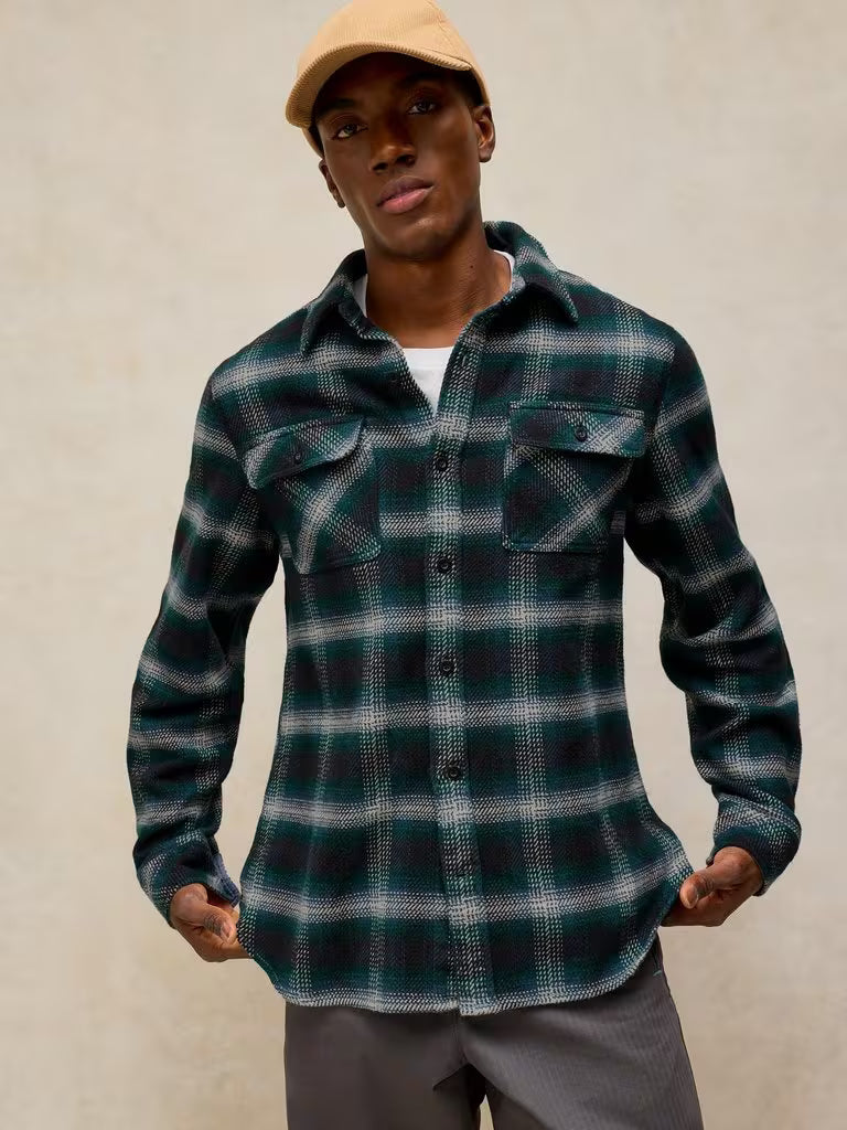 White Stuff Darnwen Check Shirt Teal Multi. Mens overshirt with Collar and Long Sleeve that's Machine Washable Material: 100% Organic Cotton 