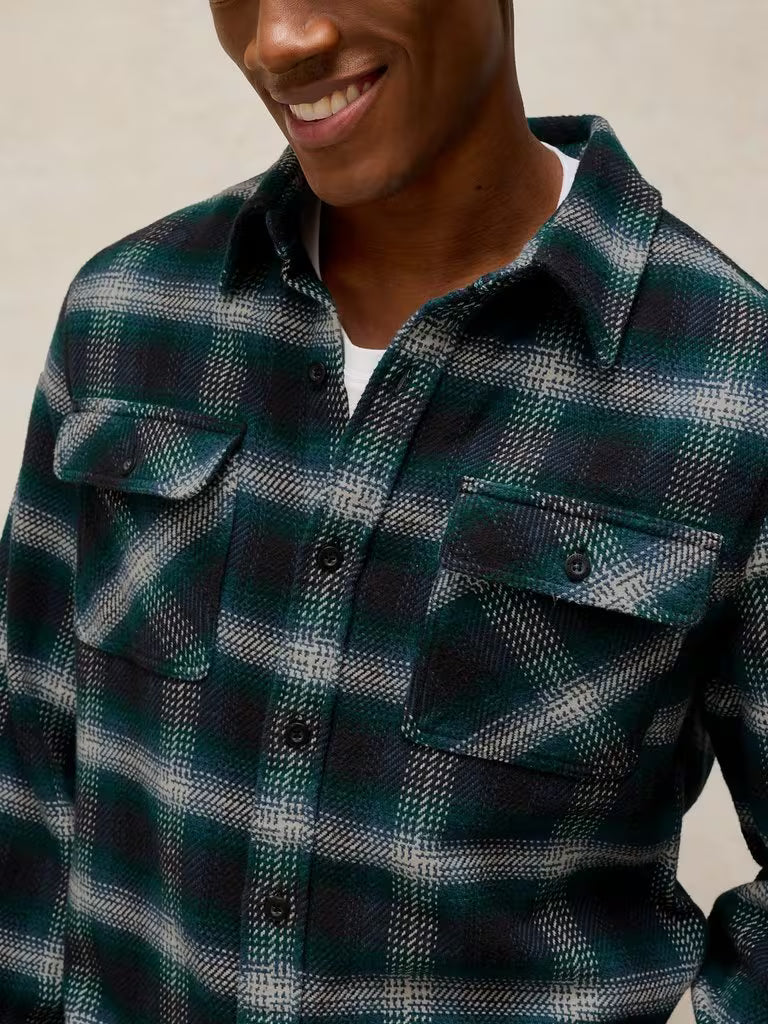 White Stuff Darnwen Check Shirt Teal Multi. Mens overshirt with Collar and Long Sleeve that's Machine Washable Material: 100% Organic Cotton 