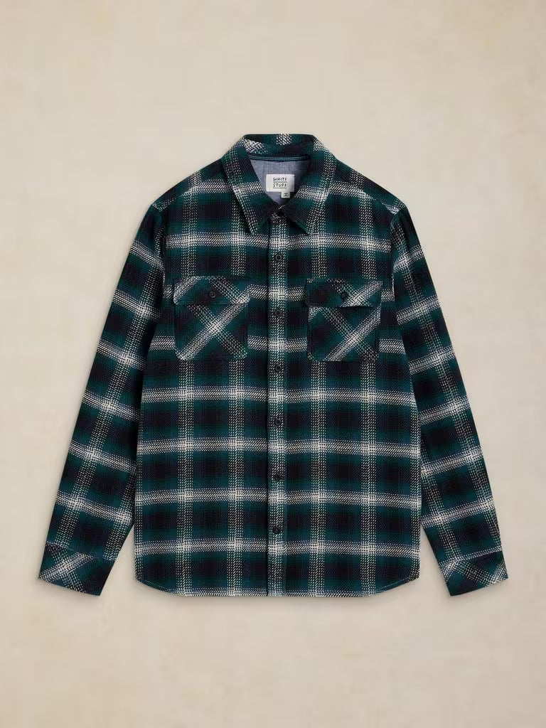 White Stuff Darnwen Check Shirt Teal Multi. Mens overshirt with Collar and Long Sleeve that's Machine Washable Material: 100% Organic Cotton 