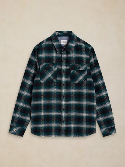 White Stuff Darnwen Check Shirt Teal Multi. Mens overshirt with Collar and Long Sleeve that's Machine Washable Material: 100% Organic Cotton 