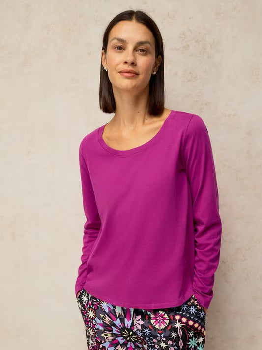 White Stuff Eva Jersey PJ Top Bright Pink