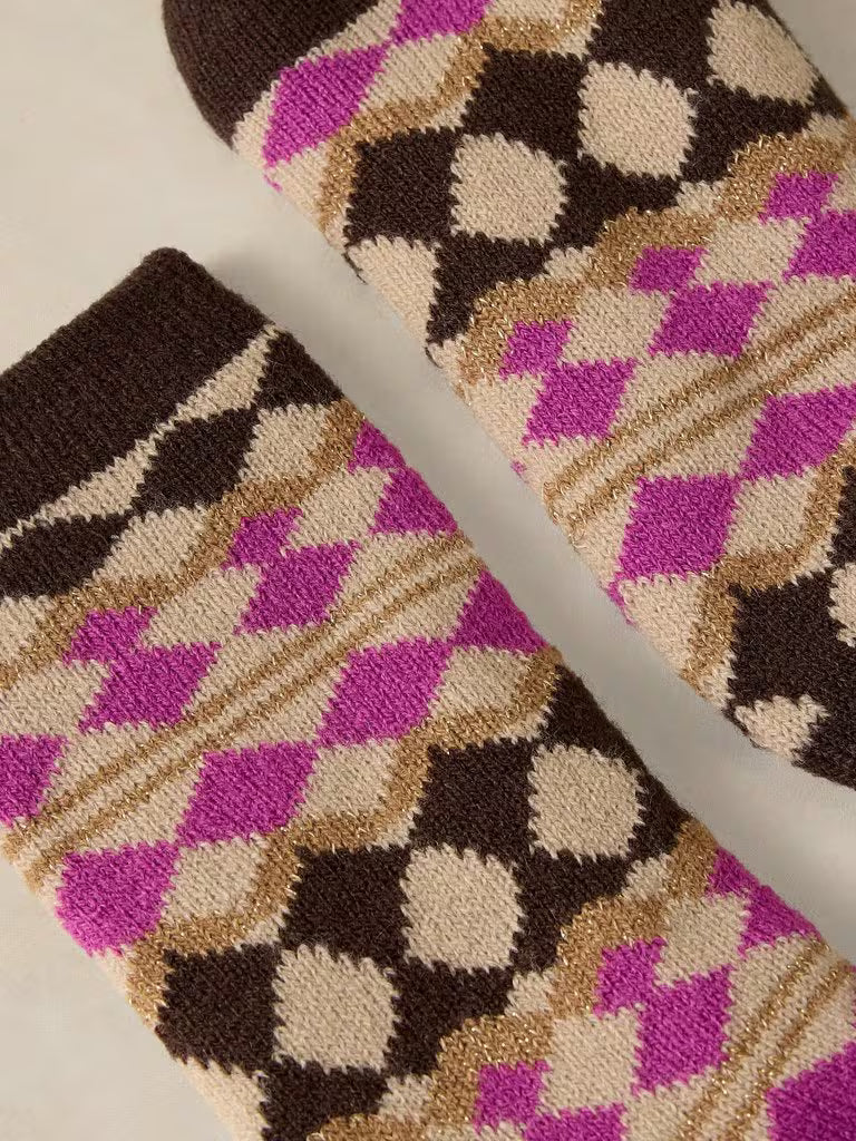 White Stuff Fairisle Cabin Socks Pink