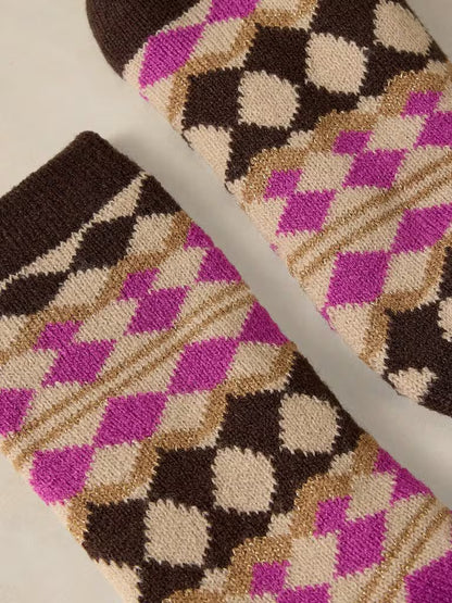 White Stuff Fairisle Cabin Socks Pink