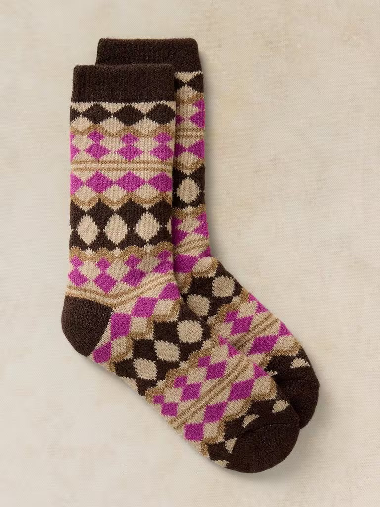 White Stuff Fairisle Cabin Socks Pink