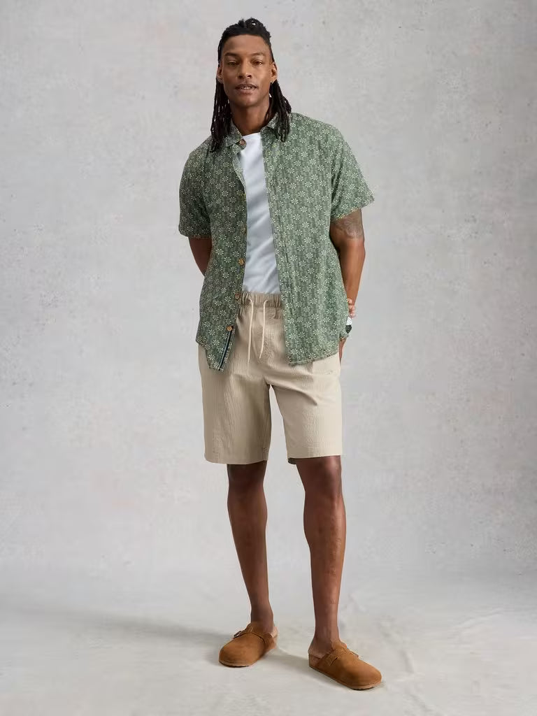 White Stuff Finsbury SS Sun Print Shirt Green Print