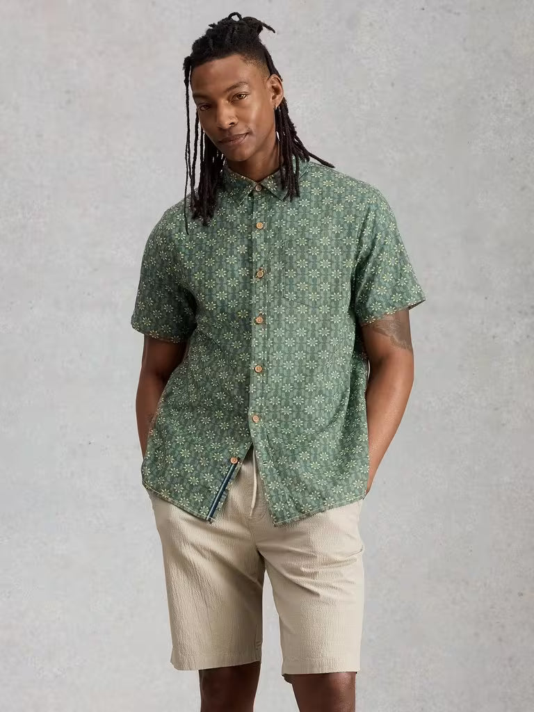 White Stuff Finsbury SS Sun Print Shirt Green Print