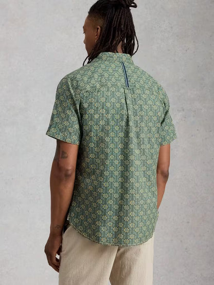 White Stuff Finsbury SS Sun Print Shirt Green Print