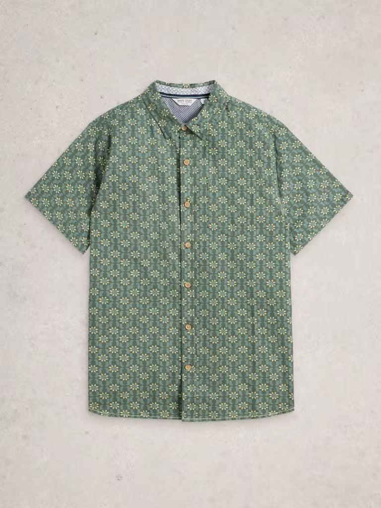 White Stuff Finsbury SS Sun Print Shirt Green Print