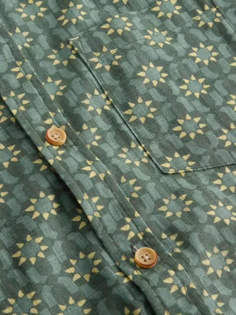 White Stuff Finsbury SS Sun Print Shirt Green Print
