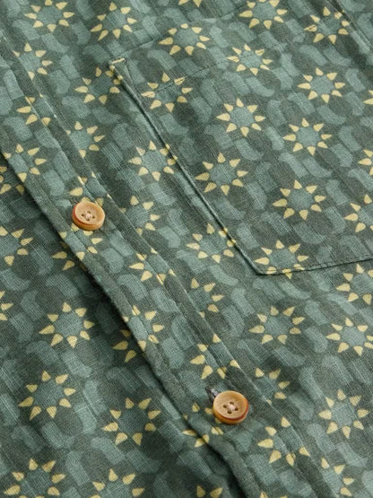 White Stuff Finsbury SS Sun Print Shirt Green Print