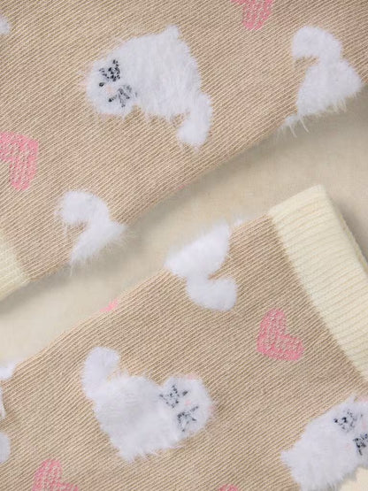 White Stuff Fluffy Cat Ankle Socks Dark Natural