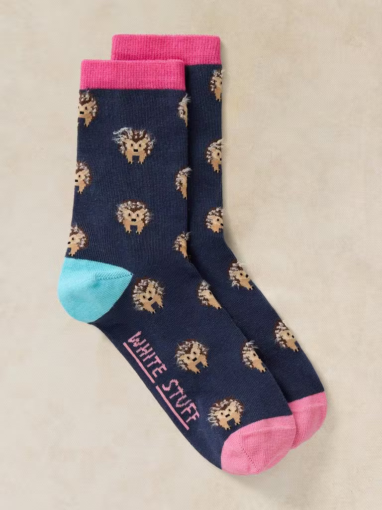 White Stuff Fluffy Hedgehog Ankle Socks Navy