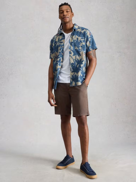 White Stuff Hayle Palms Print Shirt Navy