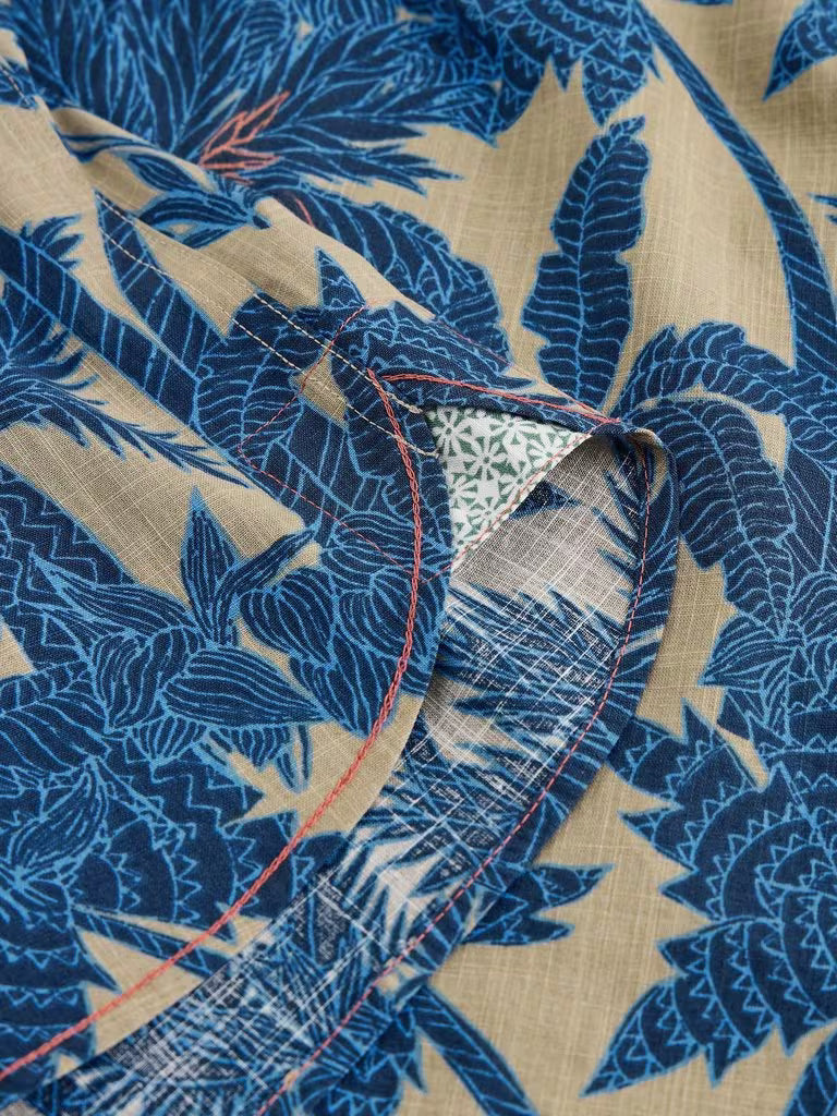 White Stuff Hayle Palms Print Shirt Navy