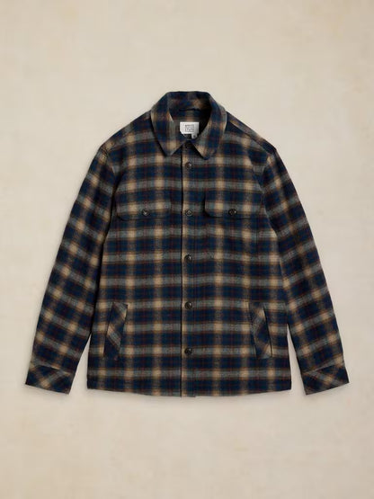 White Stuff Hetton Check Borg Lined Jacket Navy Multi. Mens Jacket with Collar and Long Sleeve with Borg Lined that's Dry Clean Only Material: 79% Recycled Polyester, 17% Wool, 2% Acrylic, 1% Polyamide & 1% Viscose
