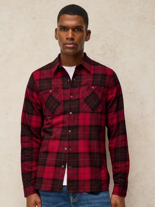White Stuff Heywood Check Shirt Red Multi. Men's shirt with Collar and Long Sleeve that's Classic Fit and Machine Washable. Material: 100% Organic Cotton