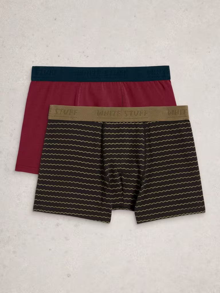 White Stuff Hove 2 Pack Boxers Print Plain Black