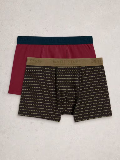 White Stuff Hove 2 Pack Boxers Print Plain Black