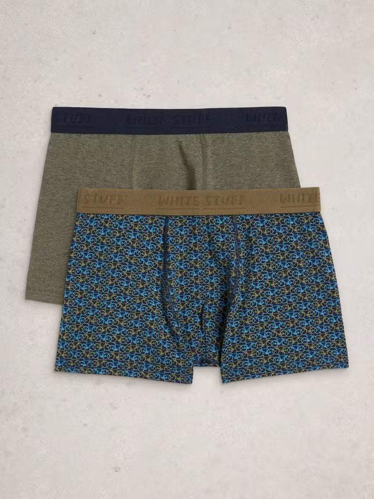 White Stuff Hove 2 Pack Boxers Print Plain Blue