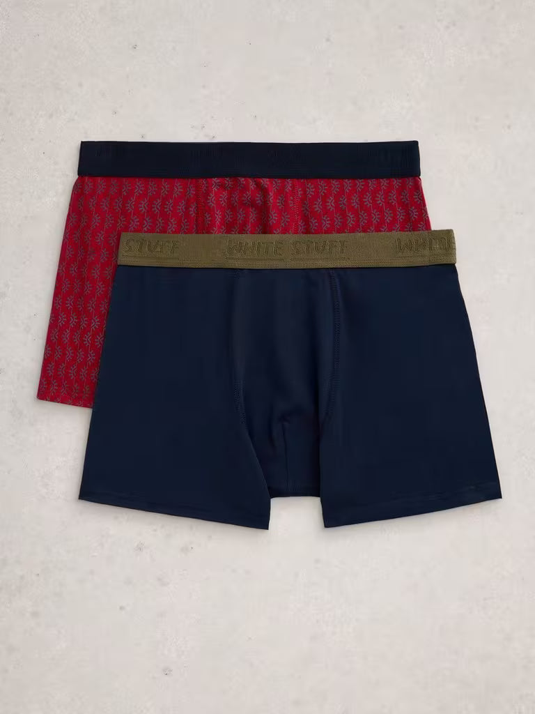 White Stuff Hove 2 Pack Boxers Print Plain Red