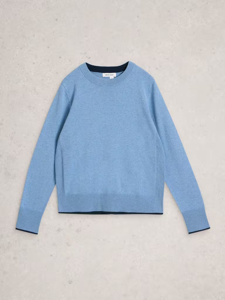 White Stuff Katie Long Sleeve Crew Neck Jumper Mid Blue
